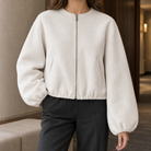 Benevolux | Women's Balloon Sleeve Jacket Cropped Zip-Up