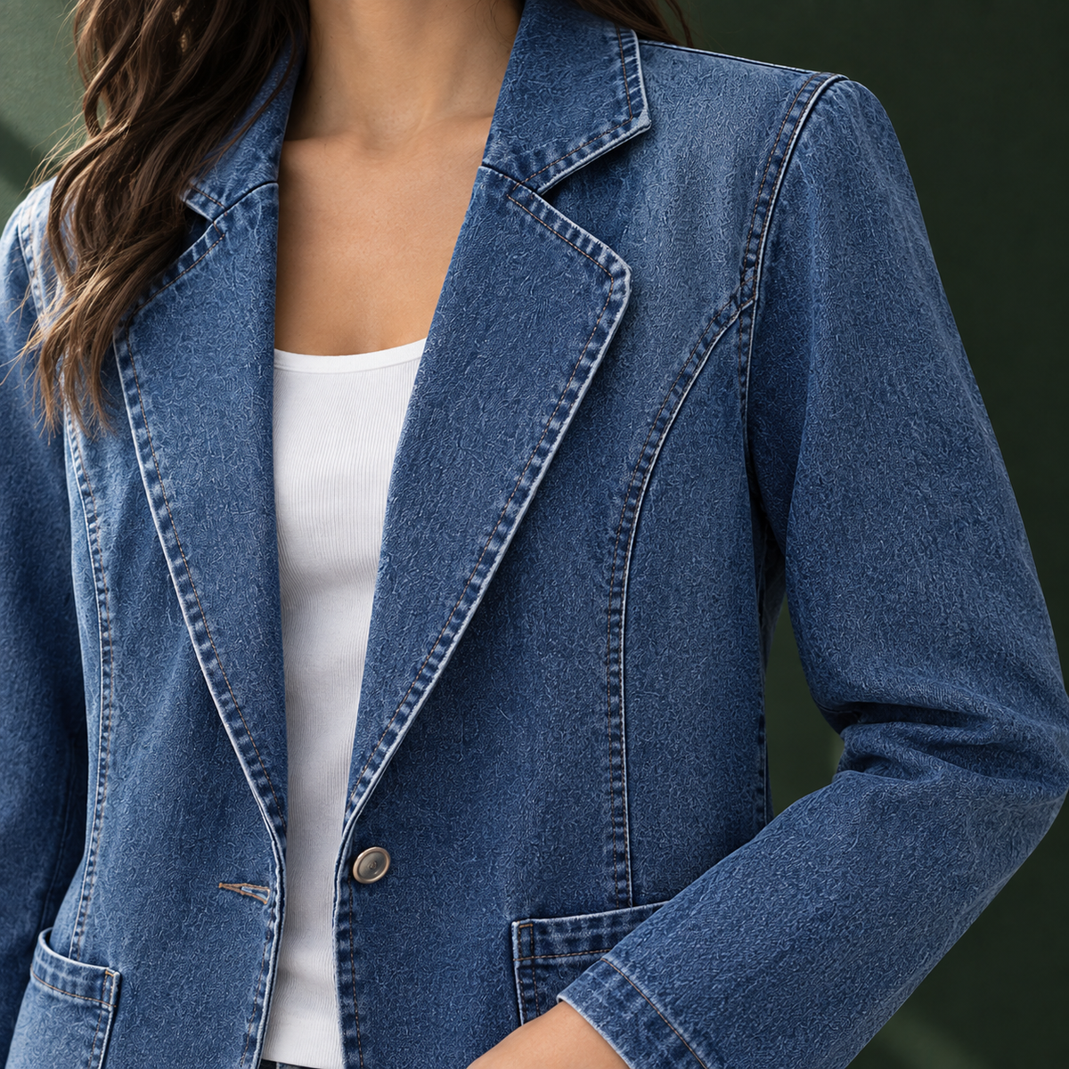 Benevolux | Women's Denim Jacket Lapel Collar One-Button