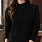 Paloma-Claire | Women's Geometric Knit Sweater – Raised Diagonal Texture