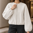 Benevolux | Women's Balloon Sleeve Jacket Cropped Zip-Up