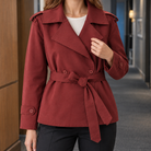 Benevolux | Women's Belted Trench Jacket Cropped Double-Breasted