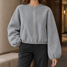 Benevolux | Women's Balloon Sleeve Jacket Cropped Zip-Up