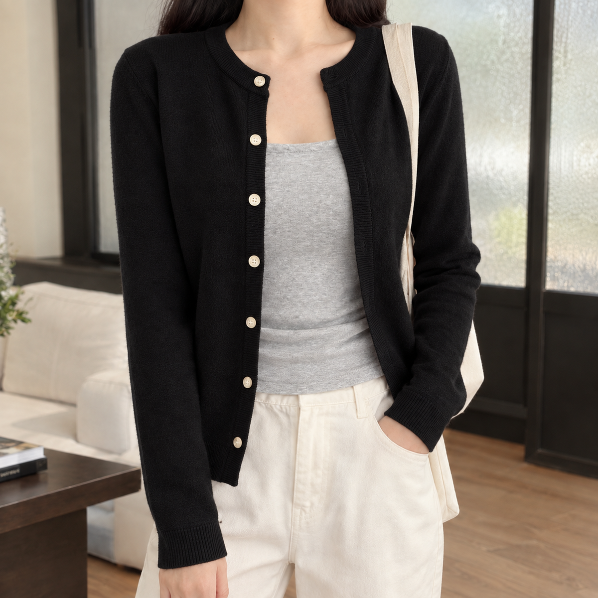Benevolux | Women's Slim Fit Cardigan Fine Knit Button-Up