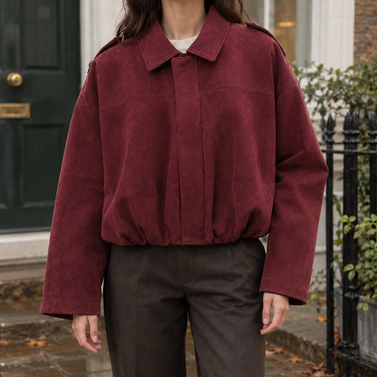 Grace-Marie | Women's Faux Suede Bomber Jacket – Blouson Fit