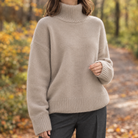 Brooke-Sage | Women's Oversized Turtleneck Sweater – Ribbed Knit