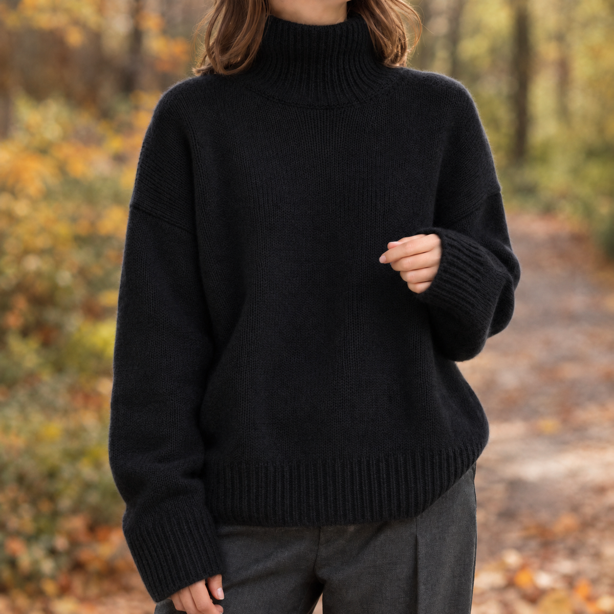Brooke-Sage | Women's Oversized Turtleneck Sweater – Ribbed Knit