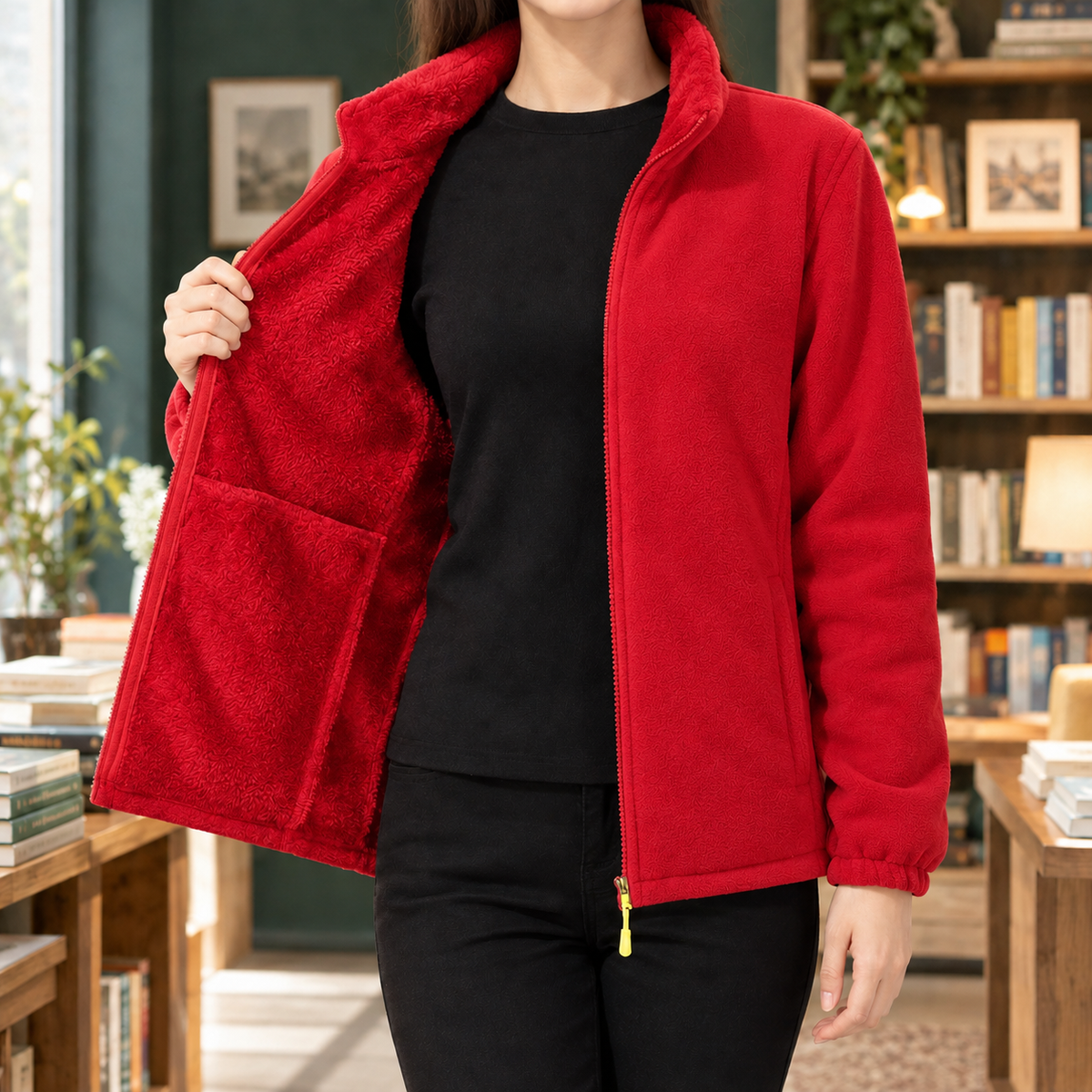 Benevolux | Women's Fleece Jacket Full-Zip Stand Collar