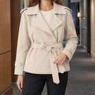 Benevolux | Women's Belted Trench Jacket Cropped Double-Breasted