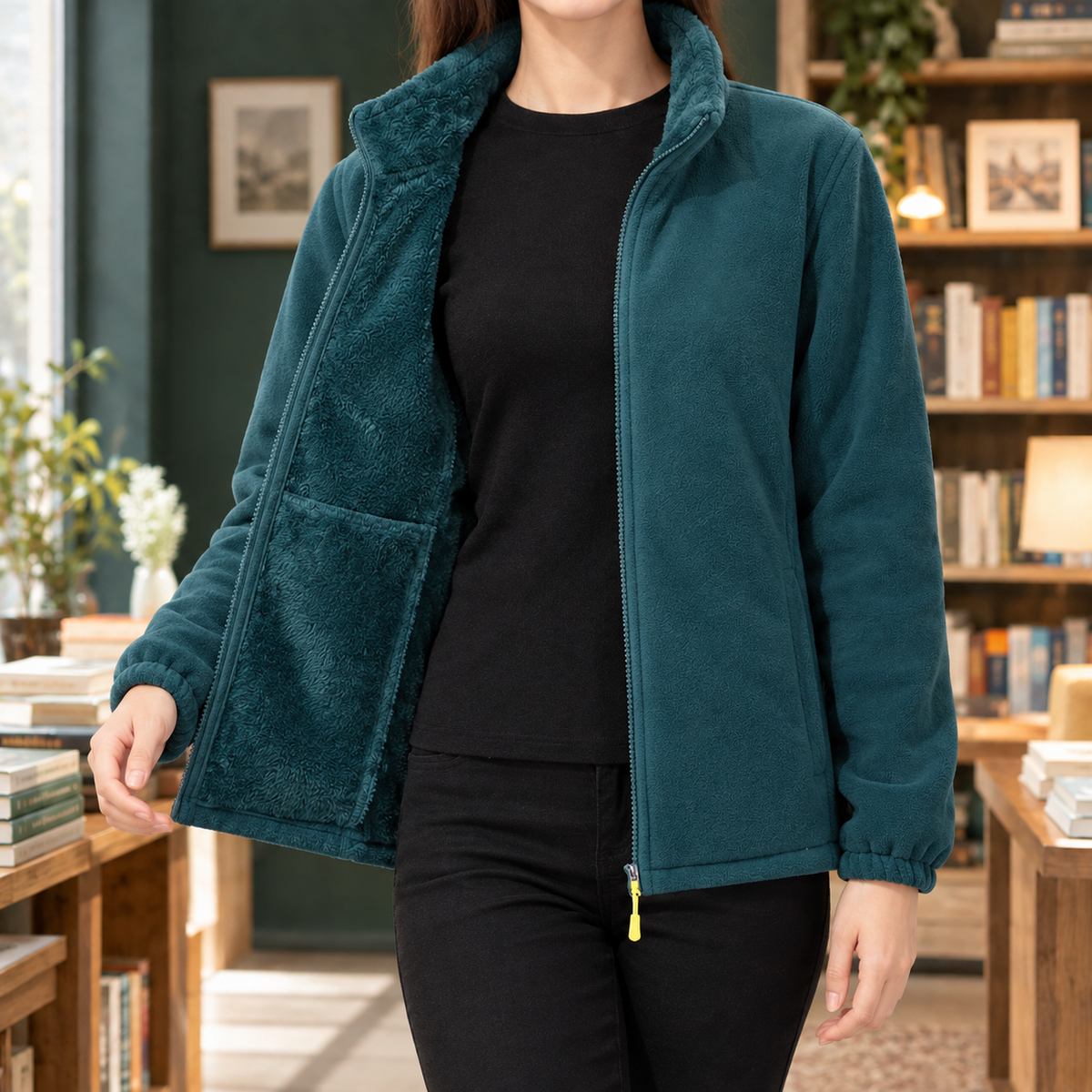 Benevolux | Women's Fleece Jacket Full-Zip Stand Collar