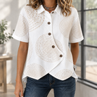 Benevolux | Women's Asymmetric Button-Down Shirt Short Sleeve