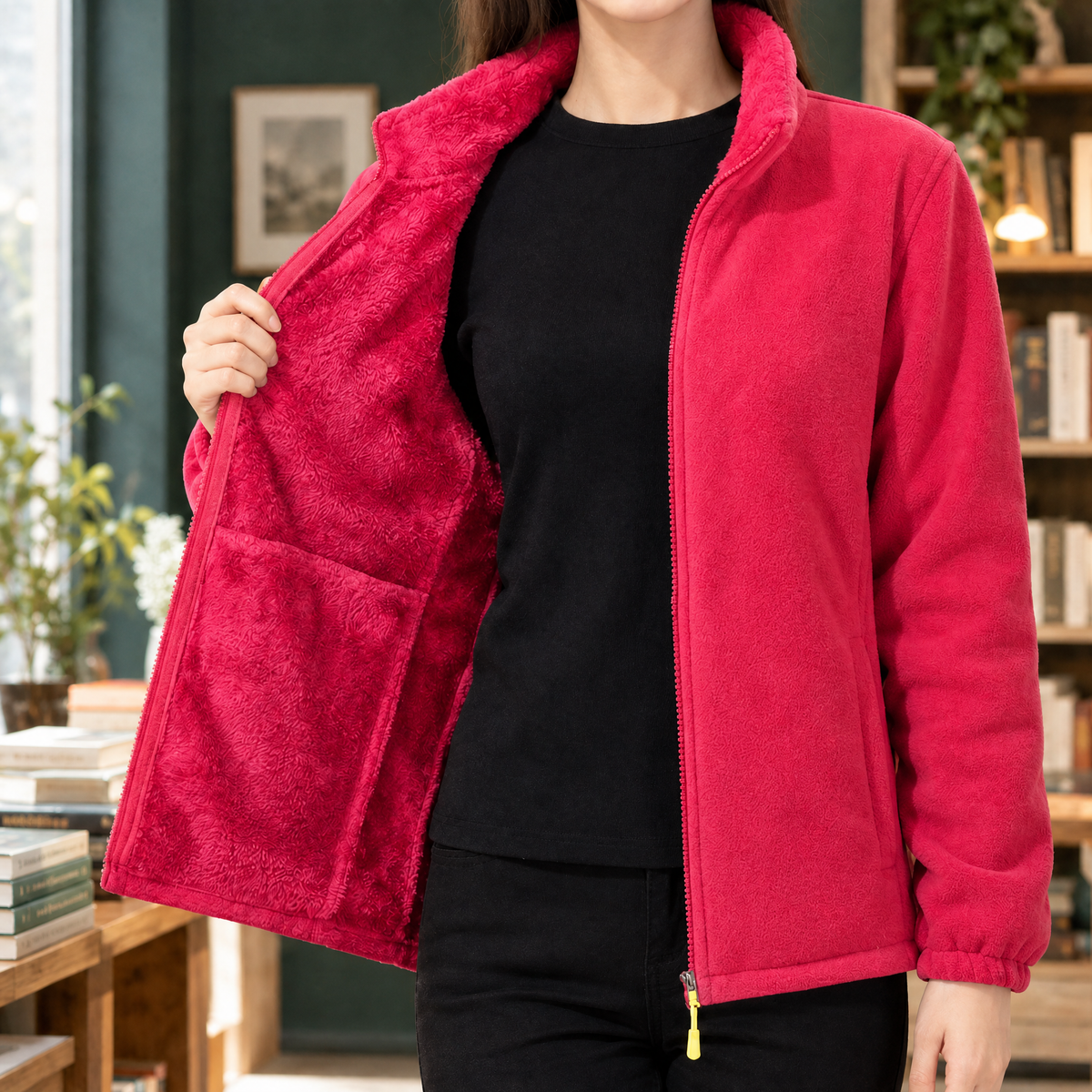 Benevolux | Women's Fleece Jacket Full-Zip Stand Collar