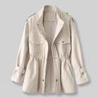 Jana | Women's Wool-Feel Double-Breasted Overcoat – Belted Long Winter Coat – Cream