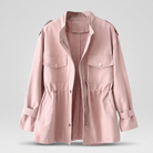 Jana | Women's Wool-Feel Double-Breasted Overcoat – Belted Long Winter Coat – Pink