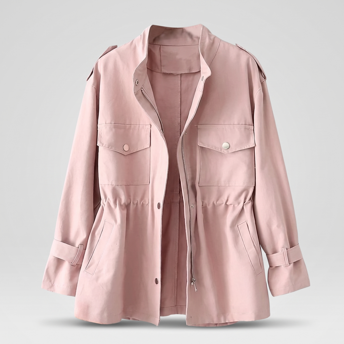 Jana | Women's Wool-Feel Double-Breasted Overcoat – Belted Long Winter Coat – Pink