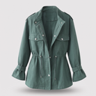Jana | Women's Wool-Feel Double-Breasted Overcoat – Belted Long Winter Coat – Green