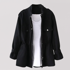 Jana | Women's Wool-Feel Double-Breasted Overcoat – Belted Long Winter Coat – Black