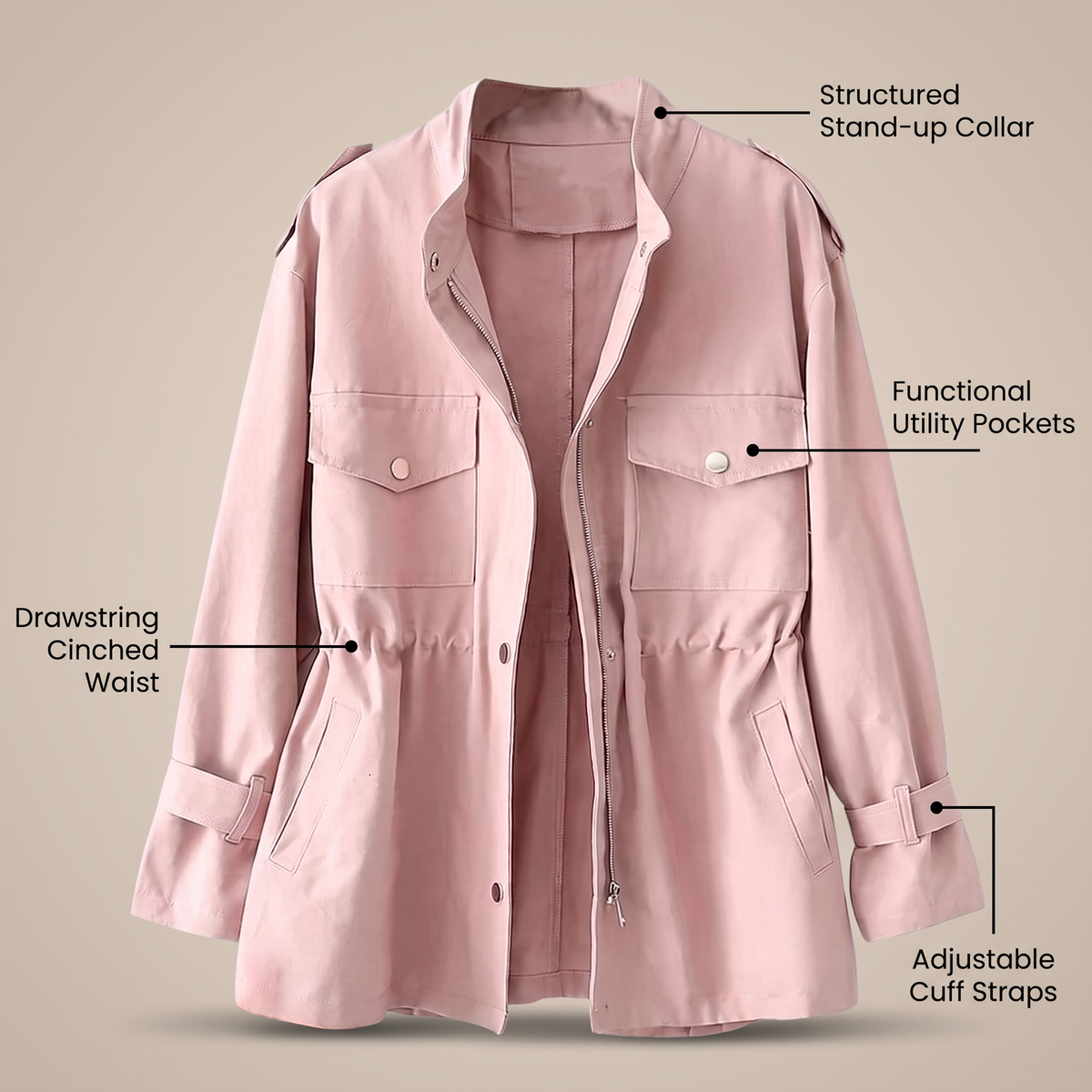 Jana | Women's Wool-Feel Double-Breasted Overcoat – Belted Long Winter Coat