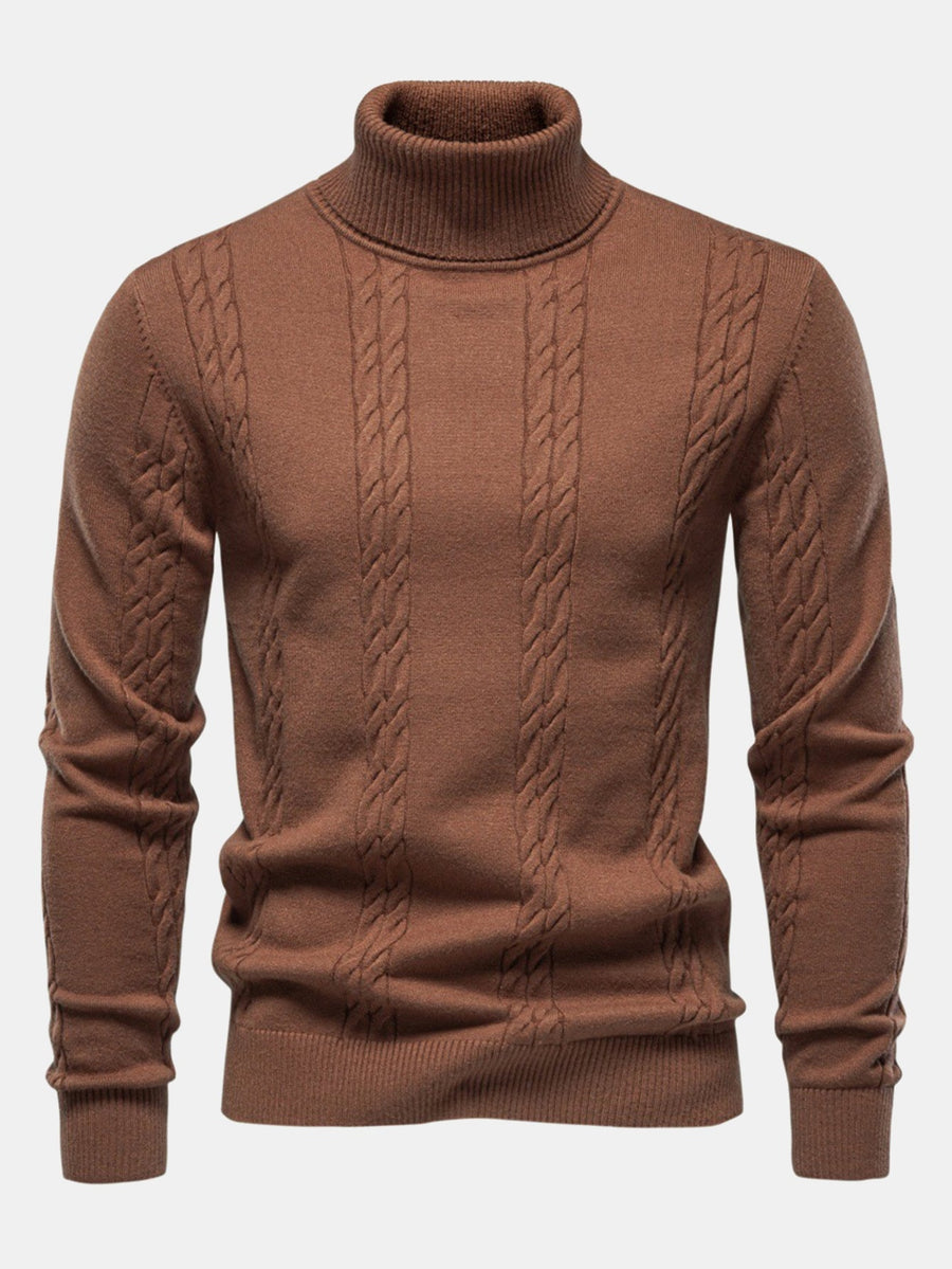 Jillian | Women's Cable Knit Turtleneck Sweater – Ribbed Neck, Cuffs and Hem