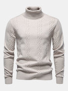 Jillian | Women's Cable Knit Turtleneck Sweater – Ribbed Neck, Cuffs and Hem – Oatmeal