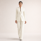 Joanna – Women's Tailored Pantsuit – Stand Collar Blazer and Flared Trousers
