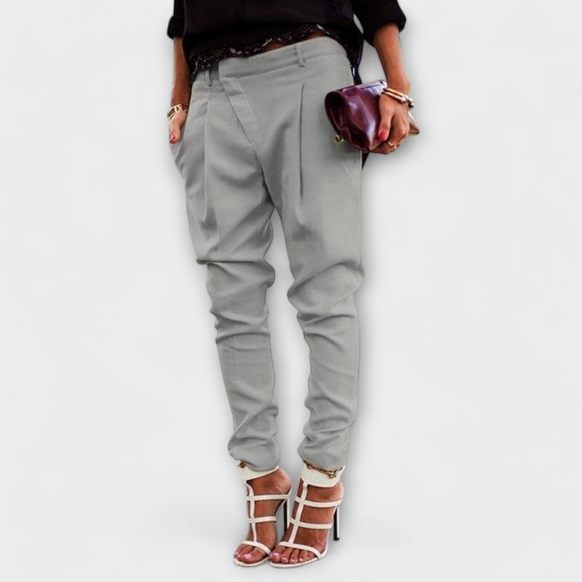 Josie – Women's Elegant Tailored Trousers – Comfort Waistband, Slim Straight Leg