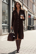 Juniper – Women's Corduroy Shirt Dress – Button Front Midi with Chest Pockets