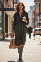 Juniper – Women's Corduroy Shirt Dress – Button Front Midi with Chest Pockets
