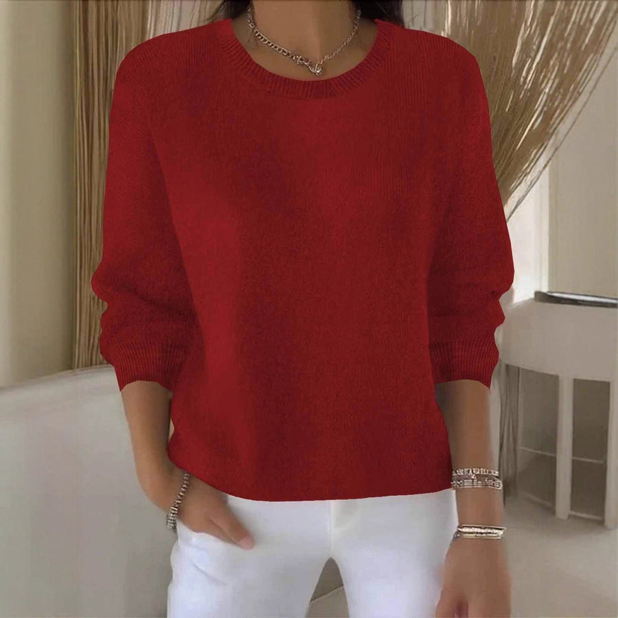 Kira | Women's Soft Crewneck Sweater – Relaxed Long Sleeve Knit Pullover
