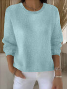 Kira | Women's Soft Crewneck Sweater – Relaxed Long Sleeve Knit Pullover – Light Green