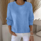 Kira | Women's Soft Crewneck Sweater – Relaxed Long Sleeve Knit Pullover – Light Blue