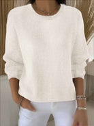 Kira | Women's Soft Crewneck Sweater – Relaxed Long Sleeve Knit Pullover – Cream