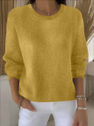 Kira | Women's Soft Crewneck Sweater – Relaxed Long Sleeve Knit Pullover – Yellow