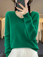 Lainey | Women's Soft Brushed V-Neck Sweater – Long Sleeve, Ribbed Cuffs and Hem – Emerald Green
