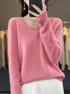 Lainey | Women's Soft Brushed V-Neck Sweater – Long Sleeve, Ribbed Cuffs and Hem