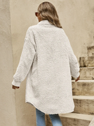Lorna | Women's Teddy Shacket – Fluffy Texture, Button Front, Chest Flap Pockets