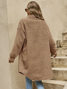 Lorna | Women's Teddy Shacket – Fluffy Texture, Button Front, Chest Flap Pockets