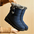 Lorraine | Women's Quilted Snow Boots – Faux Fur Cuff, Insulated Lining, Grip Sole – Navy