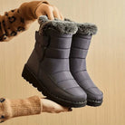 Lorraine | Women's Quilted Snow Boots – Faux Fur Cuff, Insulated Lining, Grip Sole – Gray