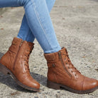 Lottie | Women's Quilted Lace-Up Ankle Boots with Side Zip – Padded Winter Booties