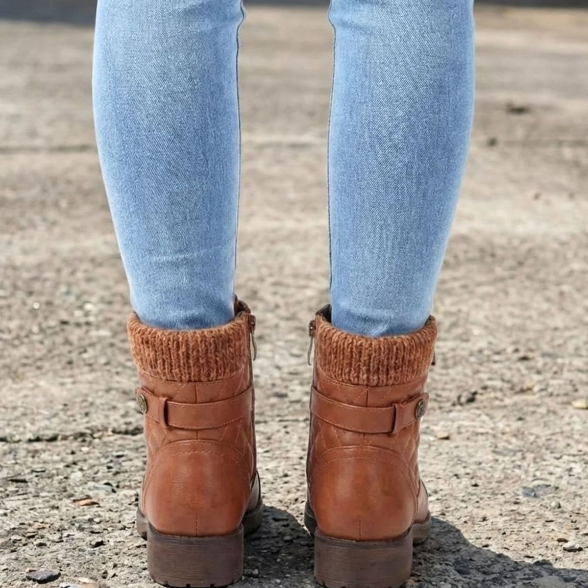 Lottie | Women's Quilted Lace-Up Ankle Boots with Side Zip – Padded Winter Booties