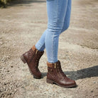 Lottie | Women's Quilted Lace-Up Ankle Boots with Side Zip – Padded Winter Booties