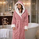 Lucia | Women's Long Teddy Fleece Jacket with Hood and Belt – Cozy Belted Coat