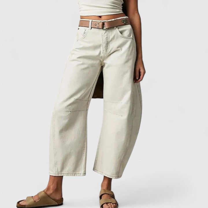 Mabel – Women's Wide-Leg Denim-Look Pants – High Rise, Relaxed Everyday Fit