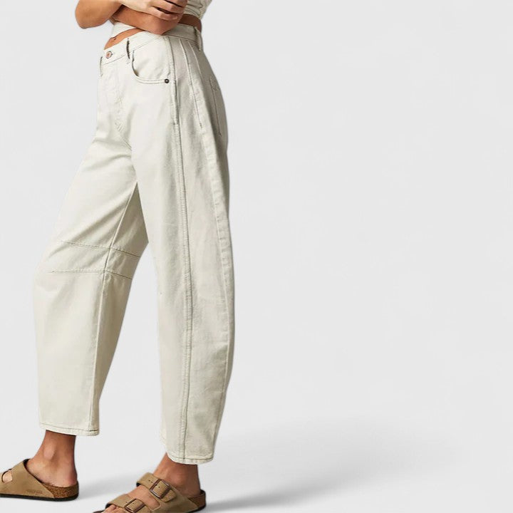 Mabel – Women's Wide-Leg Denim-Look Pants – High Rise, Relaxed Everyday Fit