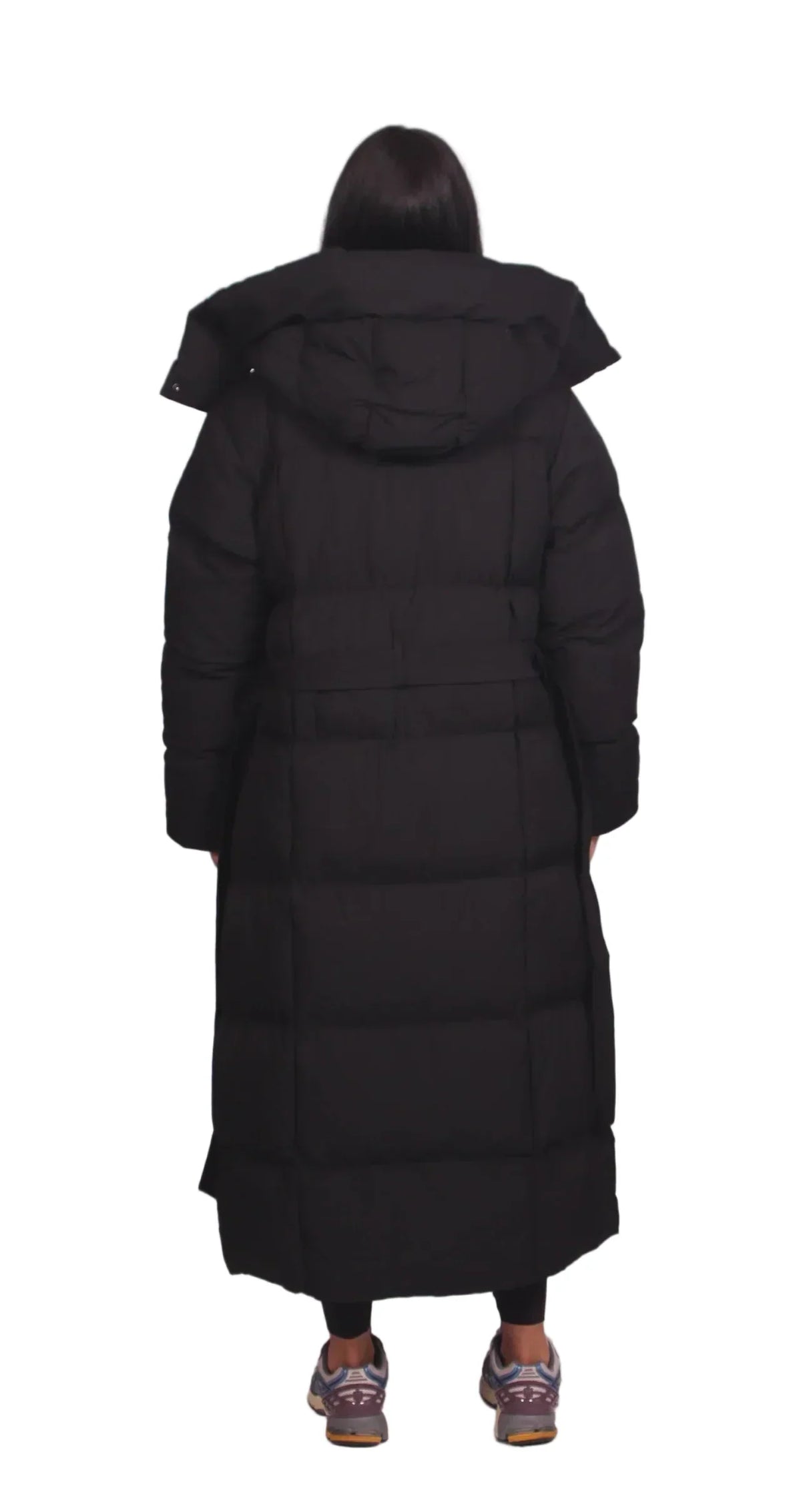 Maeve | Women's Long Quilted Puffer Coat – Belted Waist, Padded Winter Warmth
