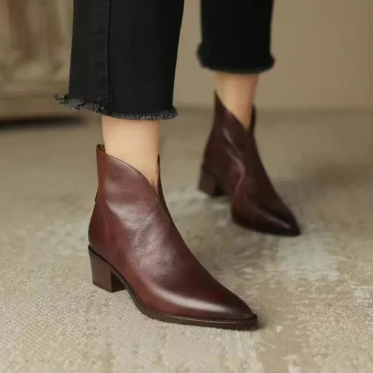 Marina | Women's Back Zip Ankle Boots – Low Heel Booties for Work and Weekend