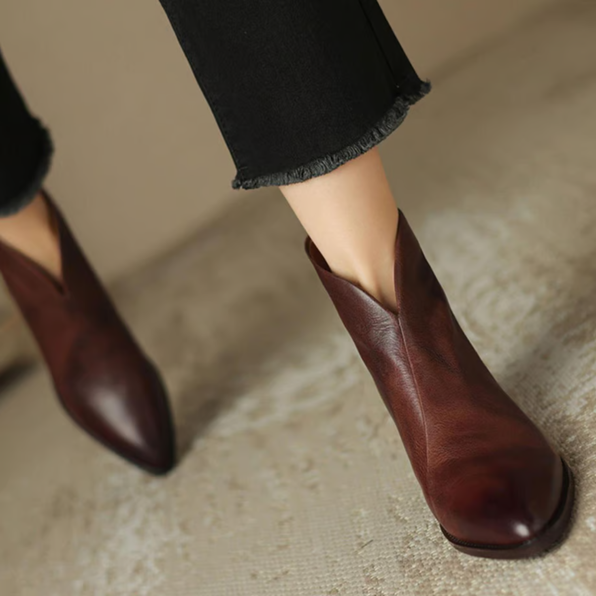 Marina | Women's Back Zip Ankle Boots – Low Heel Booties for Work and Weekend