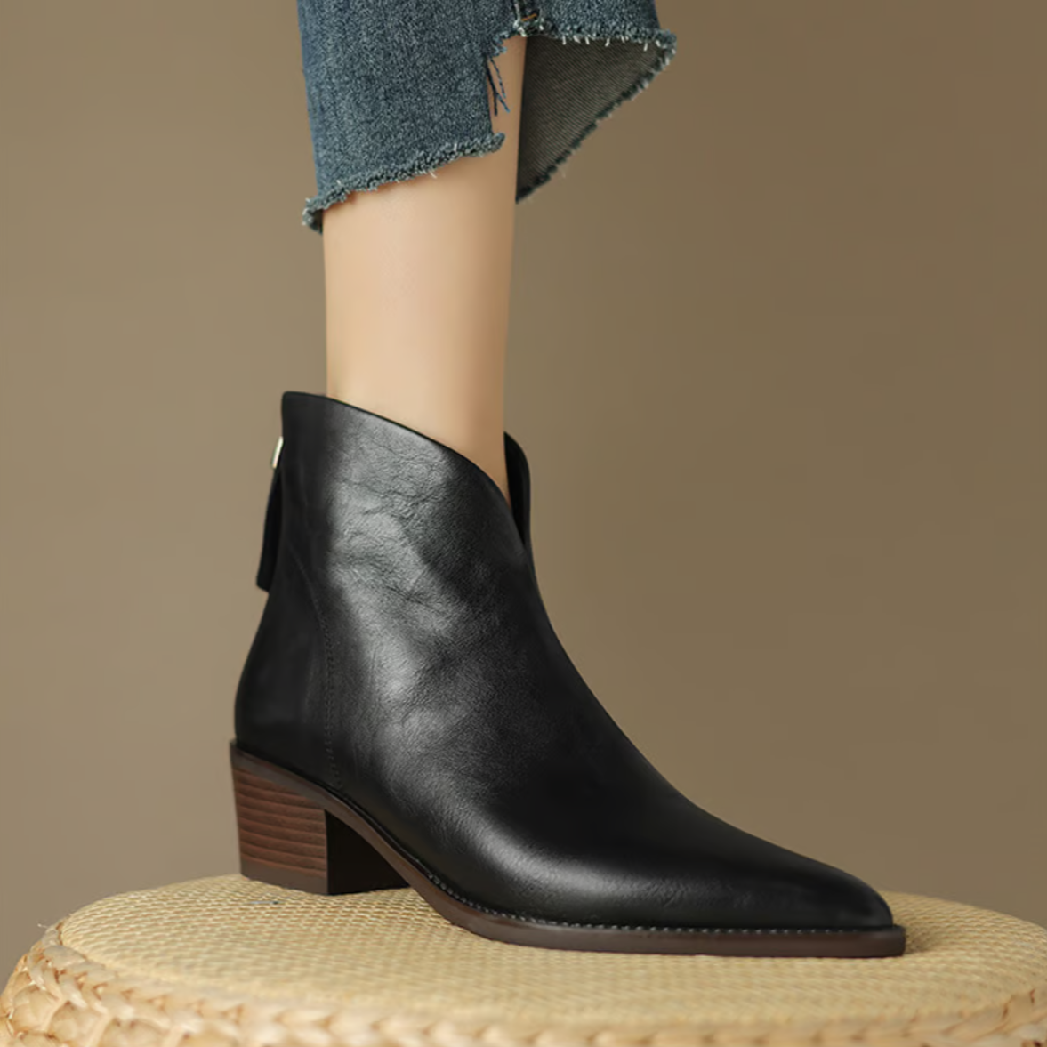 Marina | Women's Back Zip Ankle Boots – Low Heel Booties for Work and Weekend