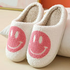 Mila | Women's Fuzzy Smiley Face Slippers – Sherpa Lined House Slippers with Thick Sole – Pink