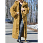 Mina | Women's Hooded Long Knit Cardigan Coat – Button Front Sweater Coat – Yellow